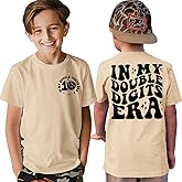 BOUTIKOME in My Double Digits Era Shirts Boys Birthday T-Shirt 10 Years Old Tees 10th Tops Ten Birthday Party Outfits