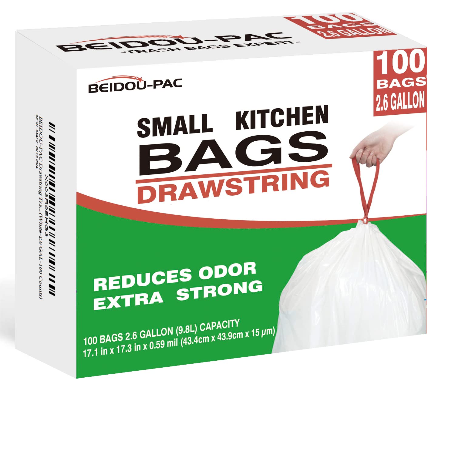 Mua BEIDOU-PAC Trash Bags 2.6 Gallon Drawstring, 100 Count, Multifold ...