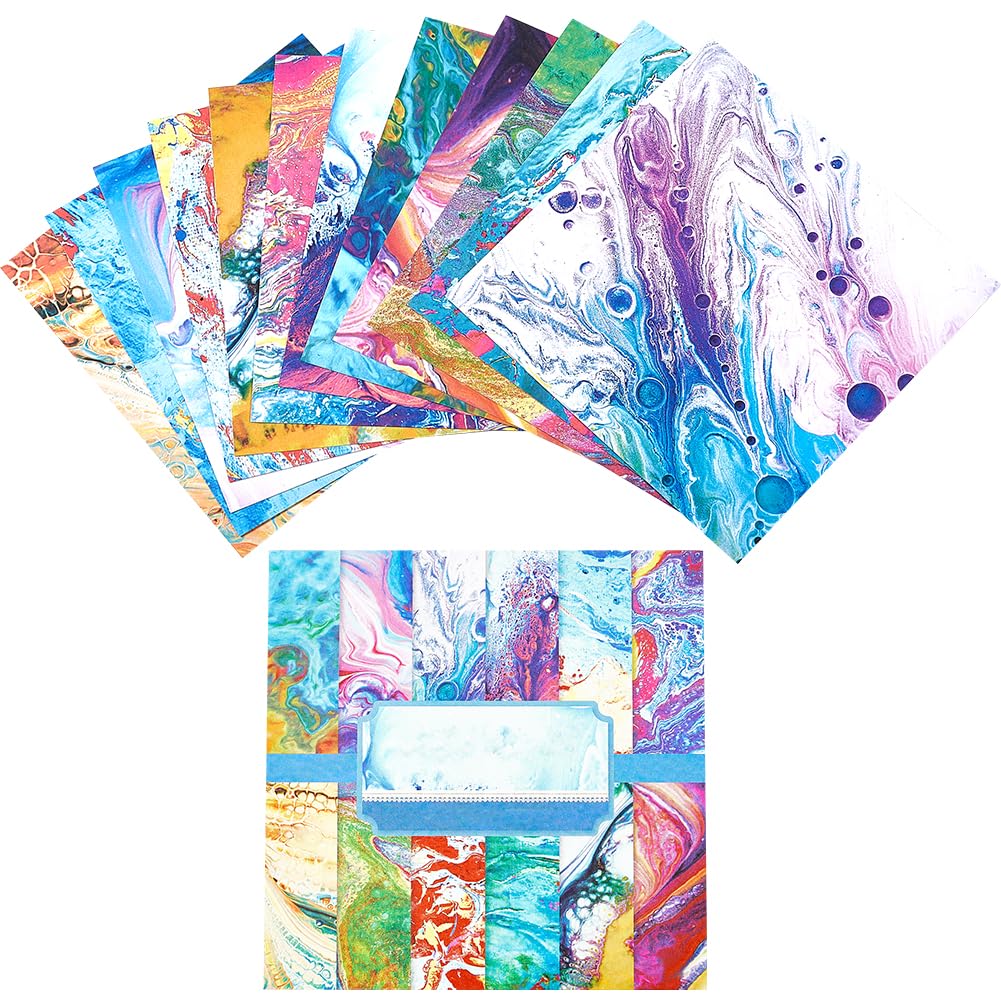 GORGECRAFT 24Pcs 12 Styles Patterned Scrapbook Paper Pad 15.2x15.2cm Vintage Scene Decorative Decoupage Cardstock Paper Journaling Background Supplies for Planners Card Making Photo Album Origami