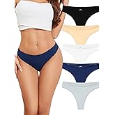 voenxe Women Cotton Thongs Underwear,Breathable Soft Panties,Ladies Workout Undies Comfortable,Athletic Tangas Stretch 5 Pack