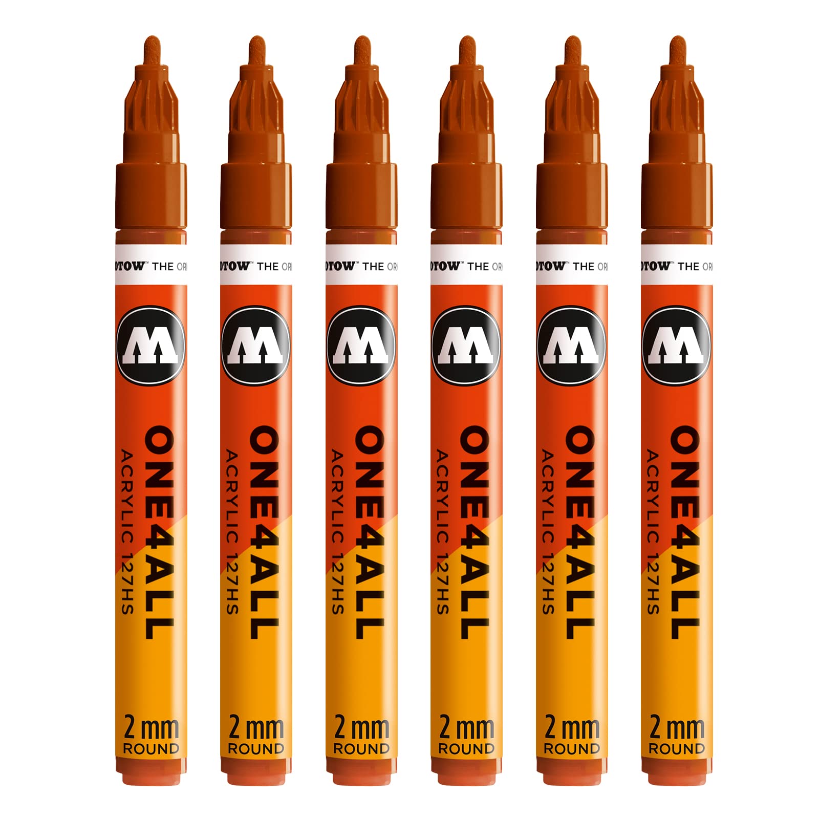 Molotow One4All 127HS Acrylic Marker (2.0 mm Line Width, High Coverage and Permanent, UV-Resistant, for Almost All Surfaces) Pack of 6, Colour 010 Lobster