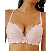 zossav Women Lace Push Up Bras Add Two Cups Size Thick Padded Plunge Cleavage Underwire Bra