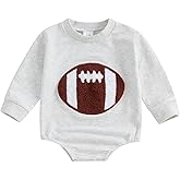 Aopwsrlyi Newborn Baby Boy Girl Football Outfit Long Sleeve Bubble Romper Infant Baby Sweatshirt Romper Fall Winter Clothes