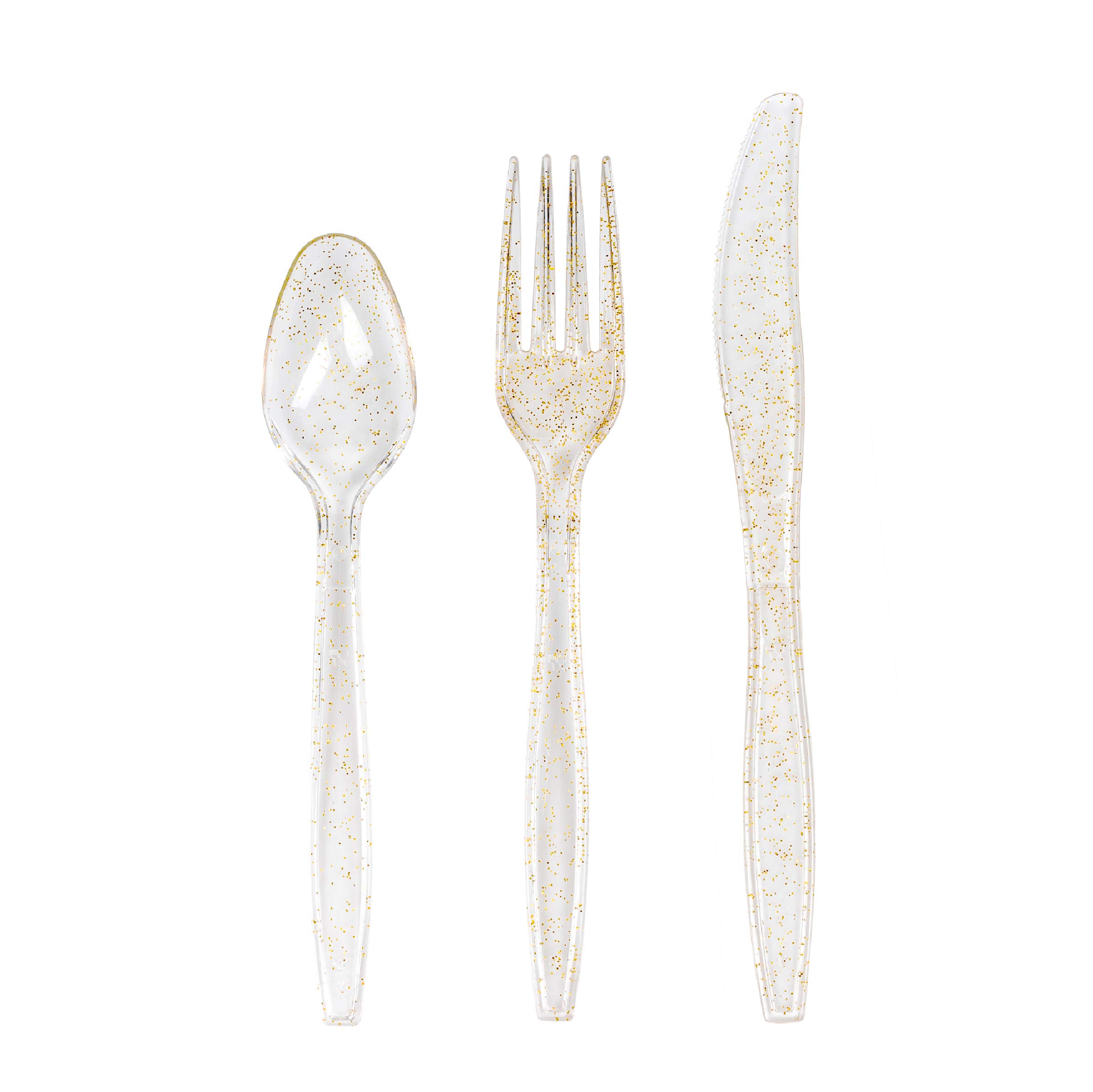 Matana - 150 Premium Reusable Cutlery Set with Gold Glitter