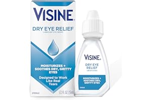 Visine Dry Eye Relief Lubricant Eye Drops, Artificial Tears with Polyethylene Glycol to Moisturize and Soothe Irritated, Gritty and Dry Eyes, Designed to Work Like Real Tears, 0.5 fl. oz