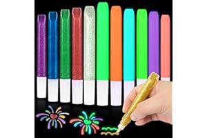 Matio 12 Pack Glitter Glue Stick Set, 6 Non-Toxic Washable Glue Pens & 6 Glow in The Dark Glue, Craft Glitter Bulk Gel, Assorted Color Slime Glues for DIY Art Project Painting Christmas Decor Supply