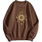 SweatyRocks Women's Casual Star Print Sweatshirt Round Neck Long Sleeve Pullover Tops