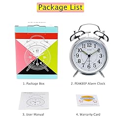 Peakeep 4 inches Twin Bell Loud Alarm Clock for