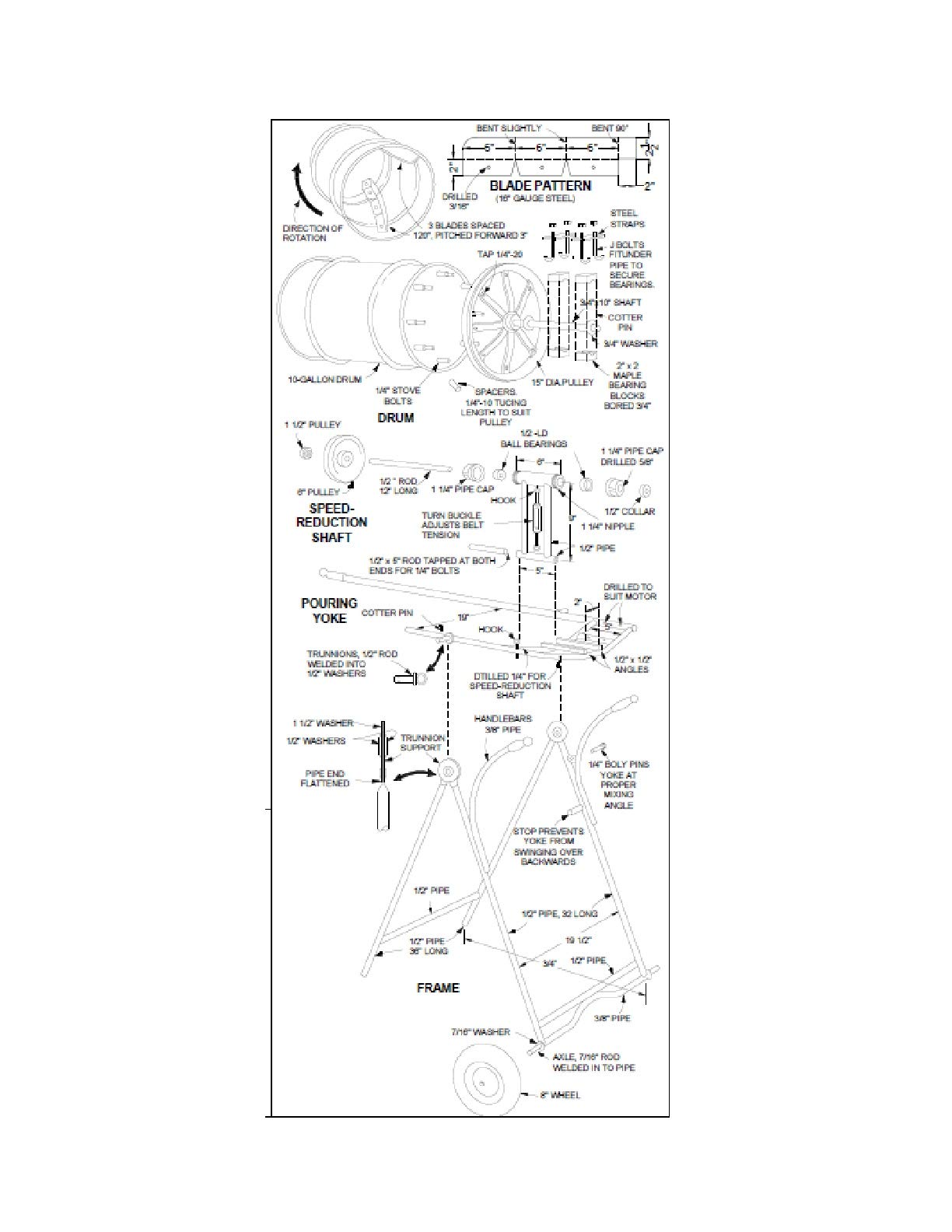 Cement Mixer Plans DIY Electric Concrete Mixing Machine Portable Build