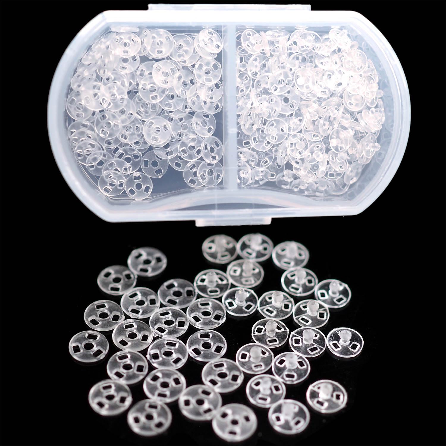 Photo 1 of Youmeizer 100 Sets Super Tiny Plastic Snap Invisible Sewing on Super Mini Snap Buttons Fasteners Size 4mm/0.16" for Doll Clothing Accessories DIY Supplies Hand Sewing(Clear)