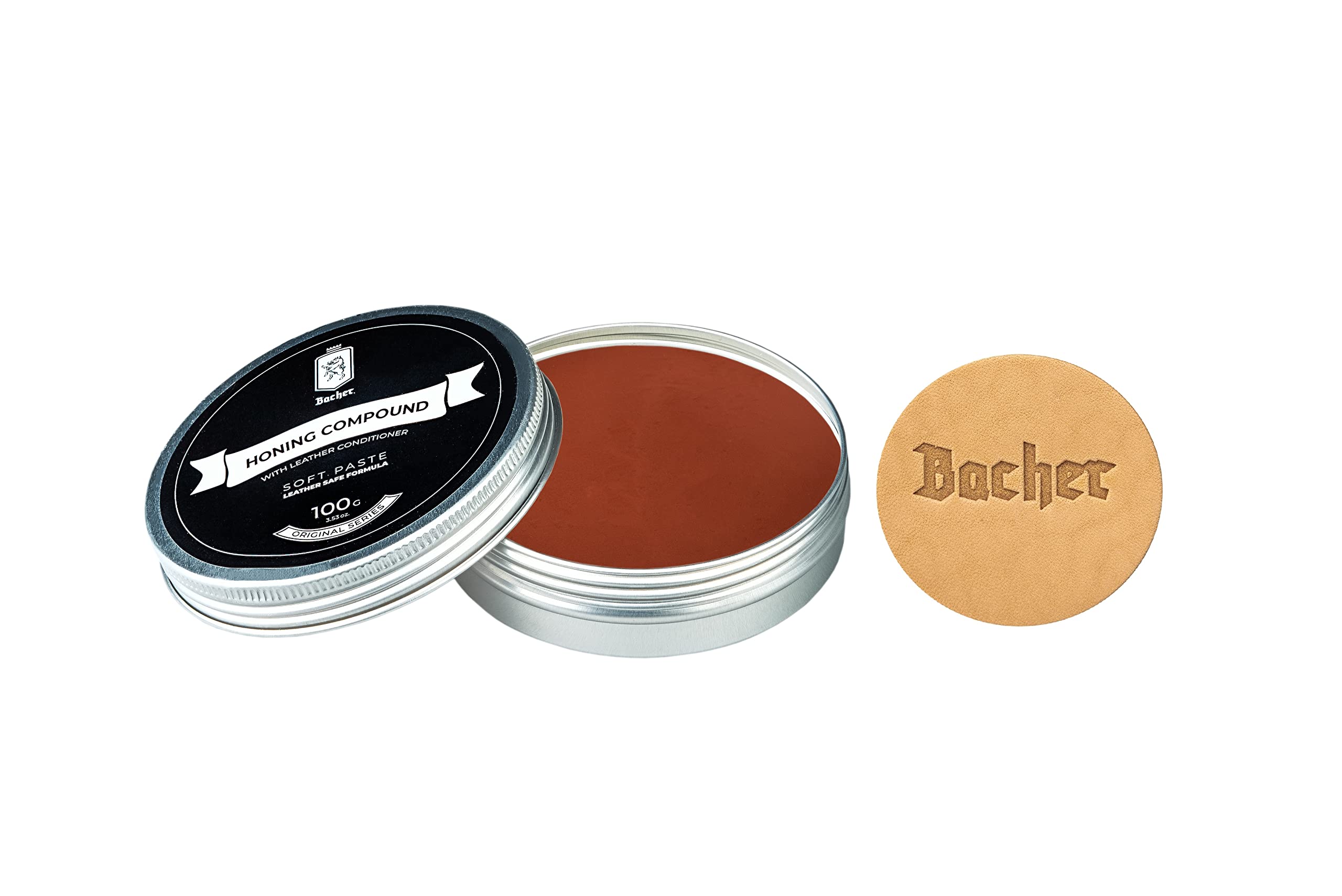 Bacher Honing Compound 100g - Medium - for Polishing and Stropping Knife - Leather Strop Sharpening Compounds - Set with applicator