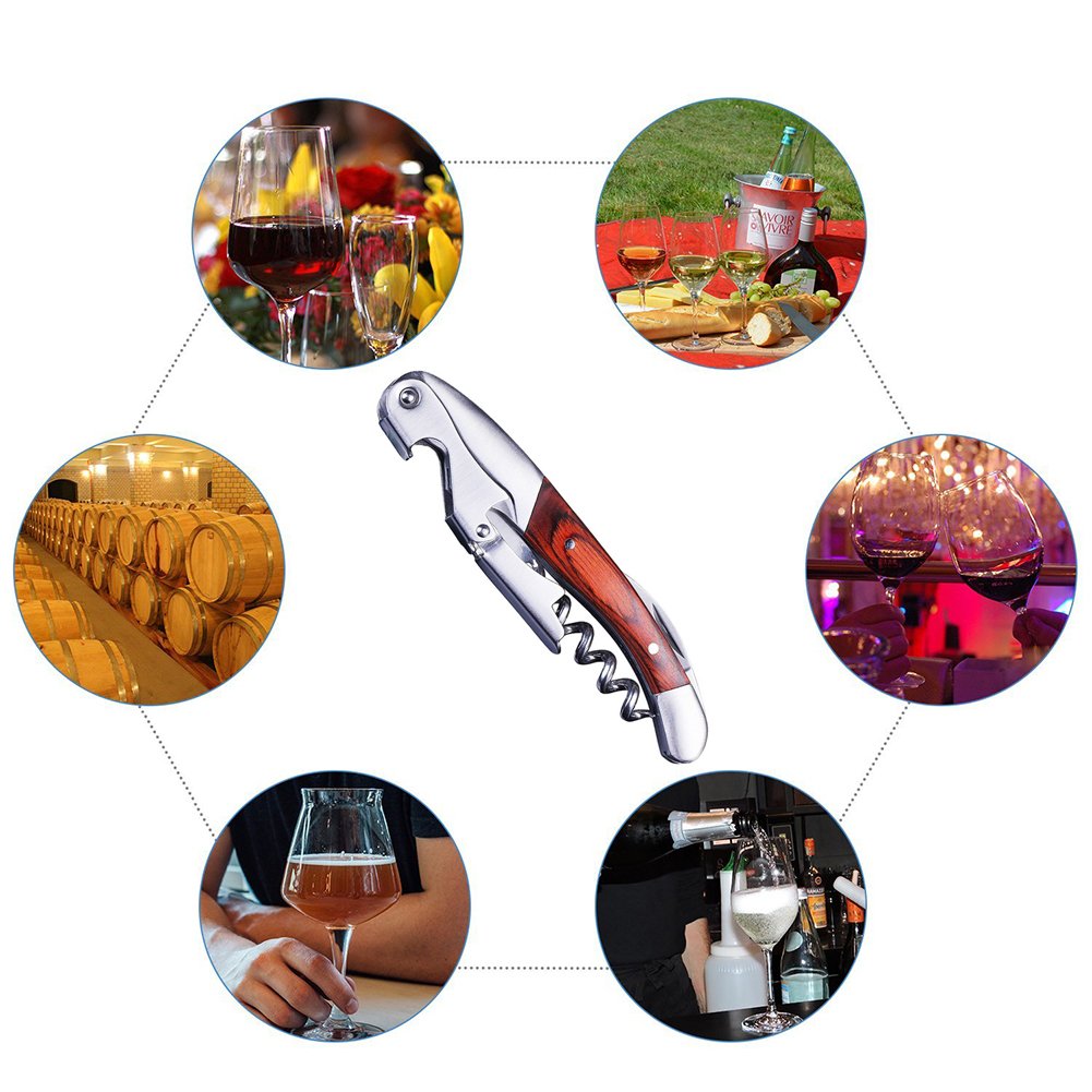 Wine Beer Bottle Opener, Shsyue Waiters Corkscrews and Foil Cutter All-in-one Corkscrew with Natural Rosewood Handle