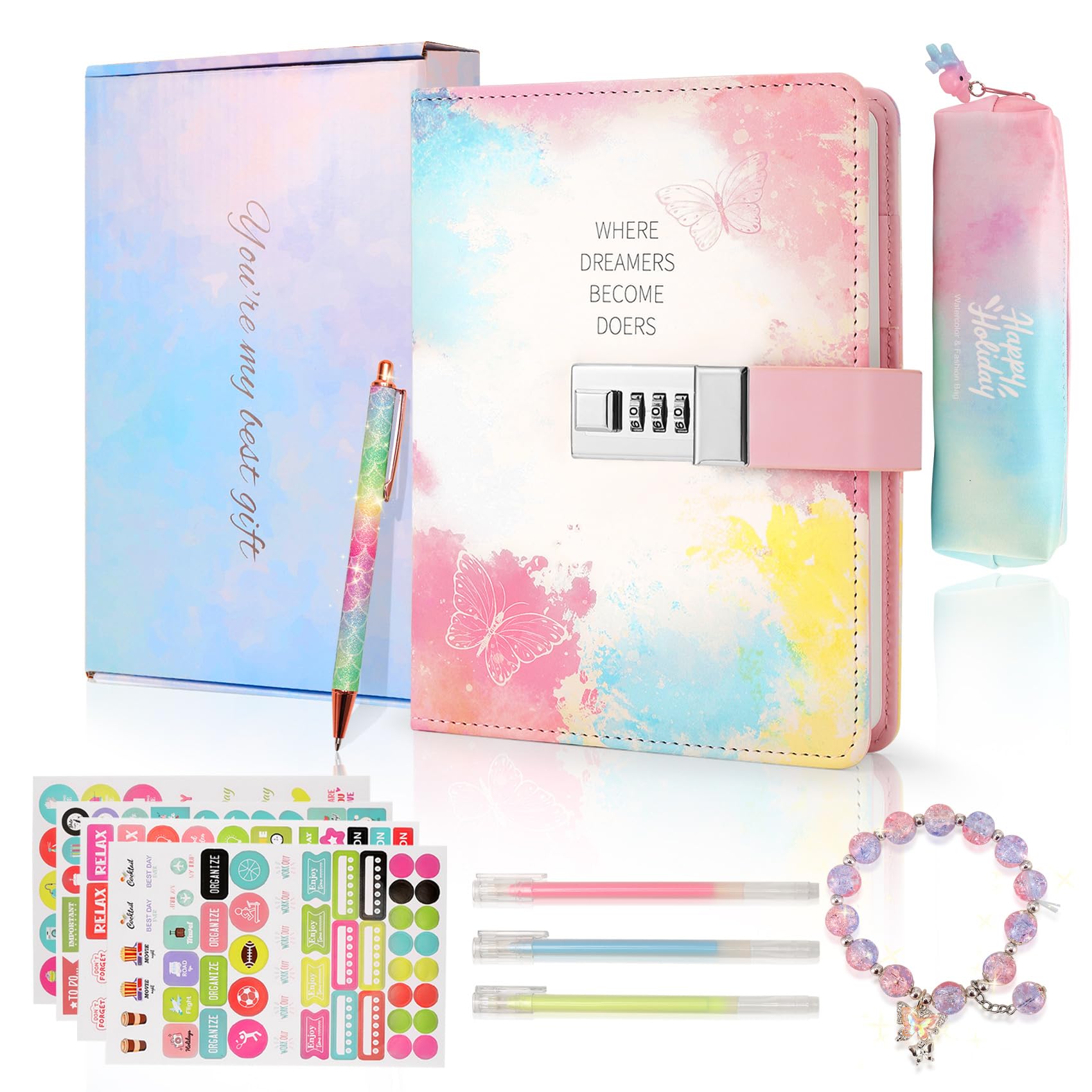 Yocdunm Diary with Lock for Girls – Gifts for Girls 7 8 9 10 11 12 13 Year Old,Girls Birthday Presents, Notebook Kit for Teen Girls Notebook Back to School Gifts