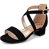 PANDANINJIA Girls Dress Shoes Toddler Kids Heels Sandals Ankle Strap Wedding Party Phoebe Flower Girl Shoes