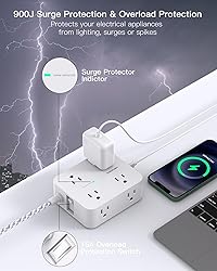 Extension Cord 25 Ft, HANYCONY Surge Protector