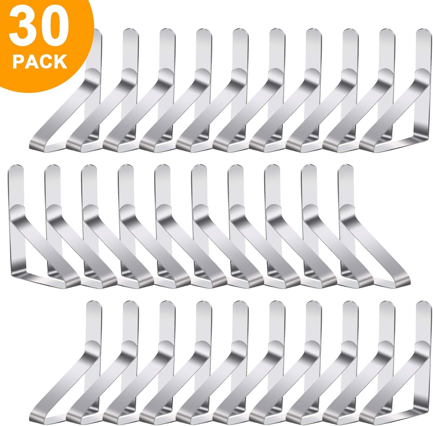 Childom 30 Packs Tablecloth Clips, Stainless Steel Tablecloth Clips Ideal Clips for Home, Kitchen, Restaurant, Weeding, Picnic, Patio and Party