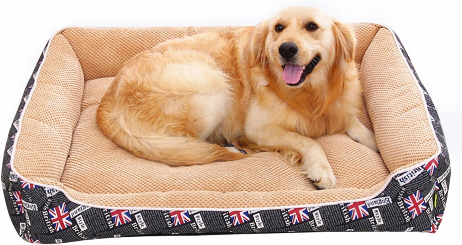 AcornPetsยฎ B-1012 Deluxe Black British Style Extra Large Dog Bed Cat Pet Pillow Fleece 100 x 80 CM For Large Dogs, Using Traditional Oxford Fabric, Detachable and Washable