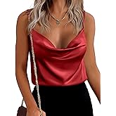 Zeagoo Women's Cowl Neck Satin Camisole Sleeveless Sexy Spaghetti Strap Silk Cami Backless Tank Tops Halter Basic Tank Shirts