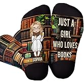 Joy Crafters Personalized Reading Socks, Book Socks, Christmas Birthday Librarian Gifts for Book Lovers, Bookworms, Students