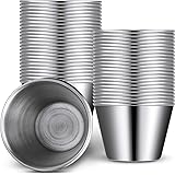 48 Pcs 2.5 oz Metal Ramekins Sauce Cups Stainless Steel Condiment Cups Round Dipping Containers for Vinegar Butter Ice for Ki