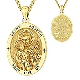 LOOVE Saint Necklace S925 Sterling Silver Patron St Amulet Medal Protection Pendant Jewelry for Men Women