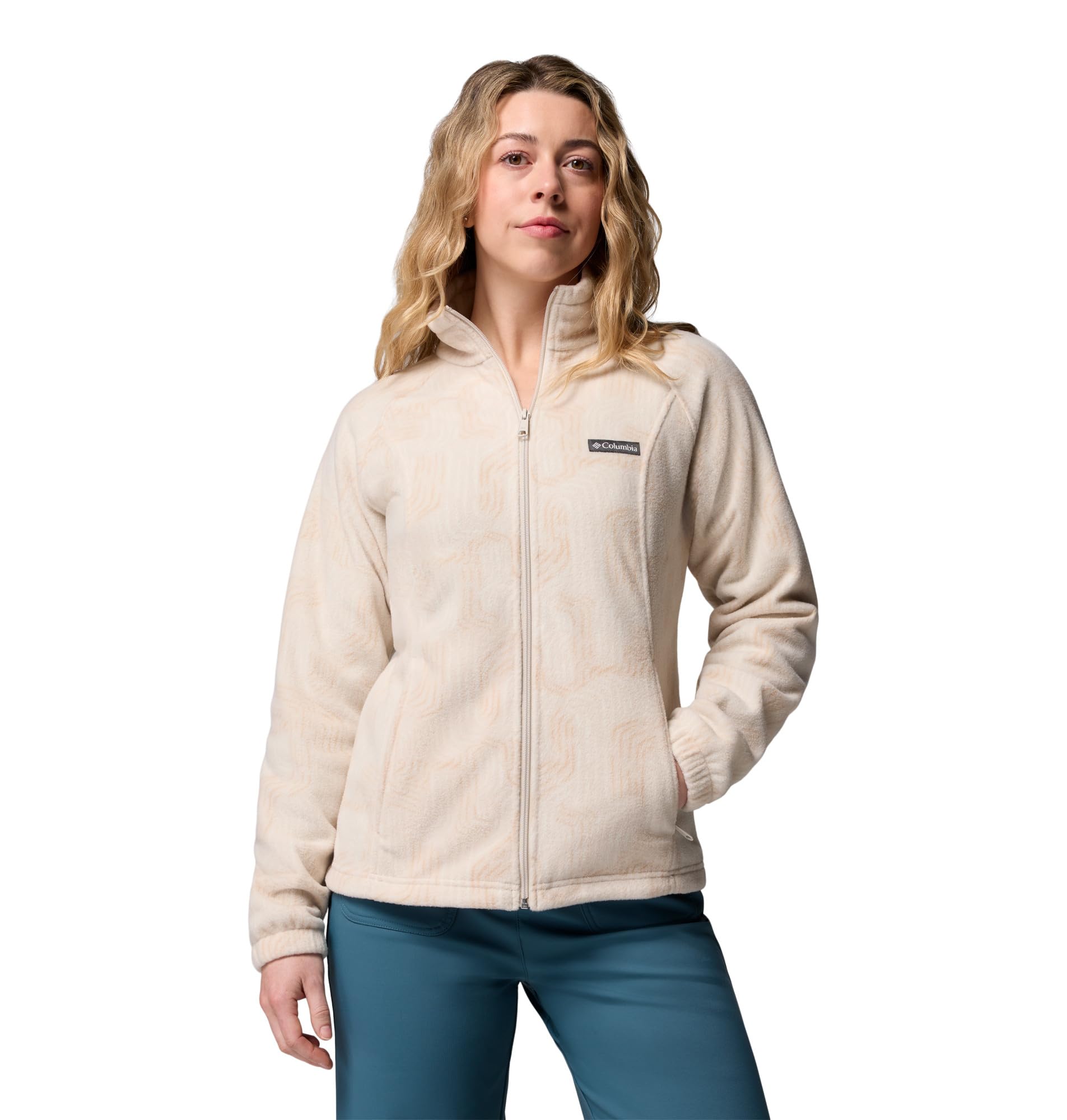 Photo 1 of **STAINED** Columbia Womens Benton Springs Printed Full Zip, Dark Stone Flowfalls, X-Small