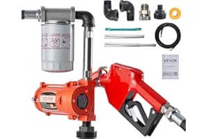 VEVOR Fuel Transfer Pump, 12V DC 10 GPM, Portable Diesel Transfer Pump Kit, with Auto Shut-Off Nozzle, Discharge Hose, Overhe