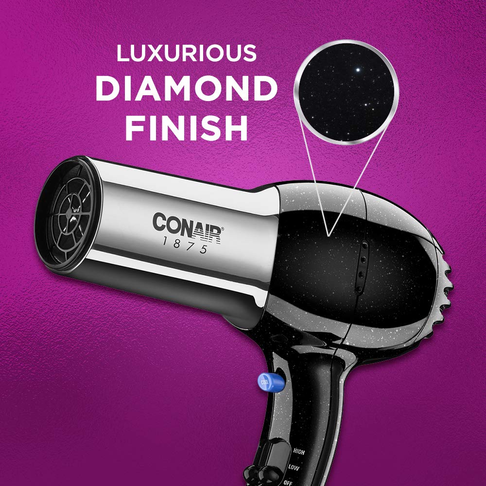 Conair 1875 Watt Full Size Pro Hair Dryer with Ionic Conditioning, Black/Chrome: Beauty