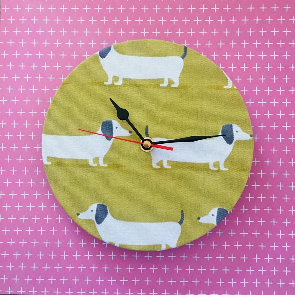 Dog Wall Clock - Fabric Wall Clock - Dachshunds, Sausage Dogs, Doxies, Dashounds