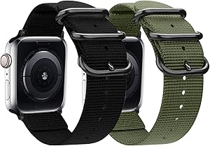 nylon Band Compatible with Apple Watch Band 44mm 42mm 40mm 38mm, Lightweight Breathable Woven Nylon Sport Wrist Strap with Metal Buckle Compatible 5/4/3/2/1