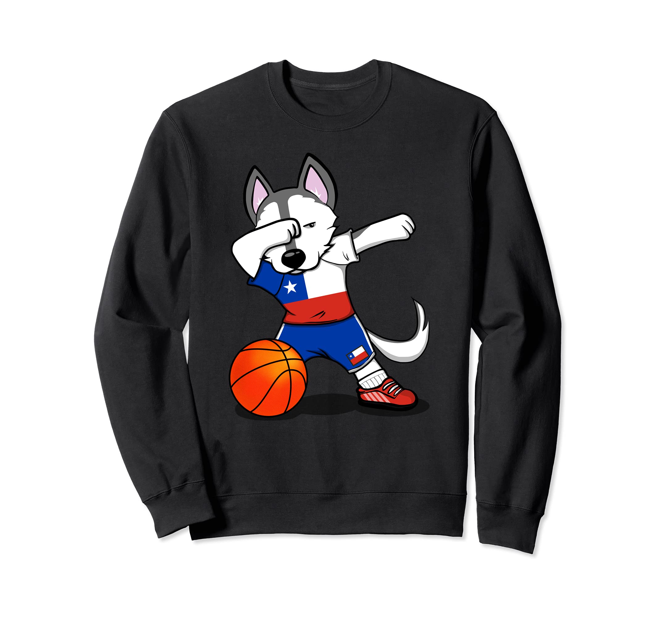 Dabbing Husky Dog Chile Basketball Fans Jersey Chilean Flag Sweatshirt