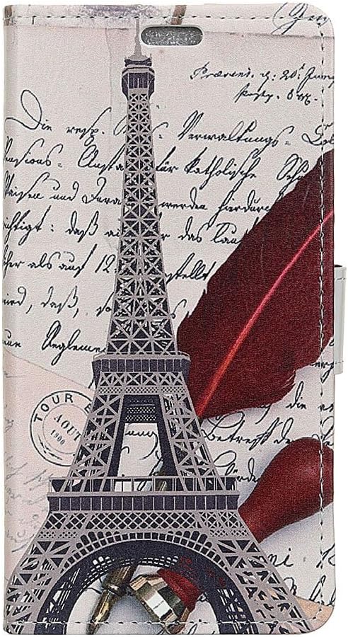 coque Alcatel 5V Phone Case,Painted pattern Flip Wallet Case for Alcatel 5V-Feather Tower