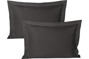 BEDSUM 100% Brushed Microfiber Standard Pillow Shams Set of 2, Super Soft and Cozy, Wrinkle, Fade, Stain Resistant 20x26 Oxford Pillowcases, 20x26 Inches, Dark Grey