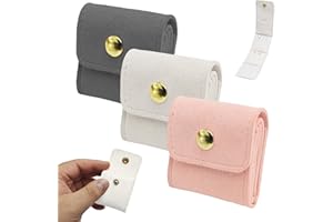Lanpul 3 Pcs Foldable Mini Travel Jewelry Bag, Portable Jewelry Pouch with Buckle, Small Travel Jewelry Organizer Case for Ea