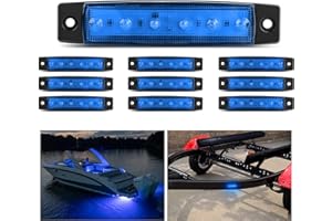 Nilight 10PCS 3.8" 6 LED Blue Indicator Light Truck Camper Side Marker Clearance Lights for Marine Boat Stern Yacht Kayak Sai
