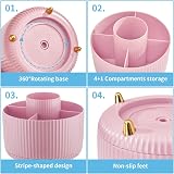Marbrasse 360 Degree Rotating Desk Organizer with 5 Compartments Pink view 5
