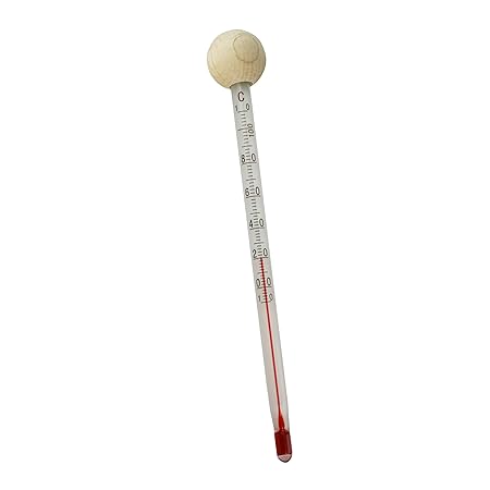 24 cm Teethermometer Tee Thermometer Glas mit Holzkugel Temperaturbereich bis 110 °C Teewasser/Wasser/Glasthermometer