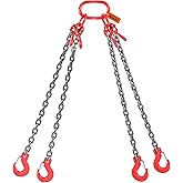 VEVOR Chain Sling, 5/16 Inch X 5 Ft Lifting Chains with Hooks, G80 Engine Chain Hoist Lifts, 11000LBS Lifting Sling Chains for Engine Hoist, Engine Lift Chain 5T with 4 Leg Grab Hooks and Adjusters