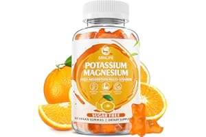 GRNLIFE Potassium Gummies, High Absorption Potassium Citrate Gummies for Leg Cramps & Immune Health, Sugar-Free, Vegan Orange Flavors-60 Count