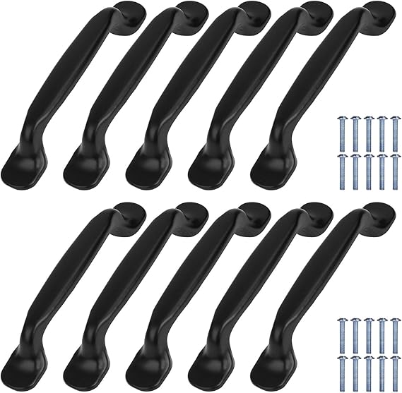 Tirador para Armario Puerta, 10 Piezas Negro Aleación Aluminio