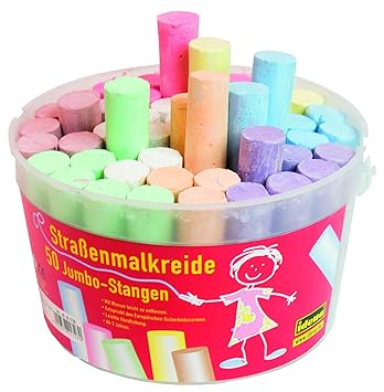 Idena 621728 - Straßenmalkreide im Eimer, 50 Stangen