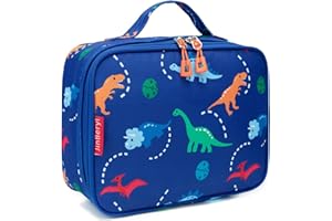 JinBeryl Insulated Lunch Box Bag for Kids Boys, Size for Preschool, Kindergarten, or Travel, Dinosaur Blue