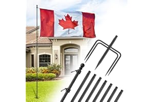ZMTECH 10 FT Flag Pole in Ground, Heavy Duty Flag Pole Holder for Outside House with 5 Pronges Base, Extra Thick Flag Pole Ki