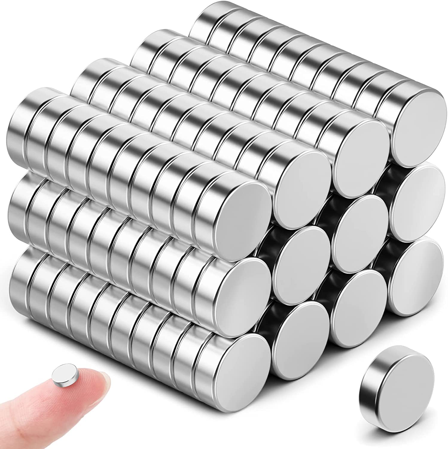 50 Pack Magnets, Fridge Magnets, Neodymium Strong Small Magnet, Strong Whiteboard Magnets, Tiny for Adults, Magnetic Flat for Fridge, Whiteboards, Crafts, Home, Office, DIY - 6 mm x 2 mm — image 1
