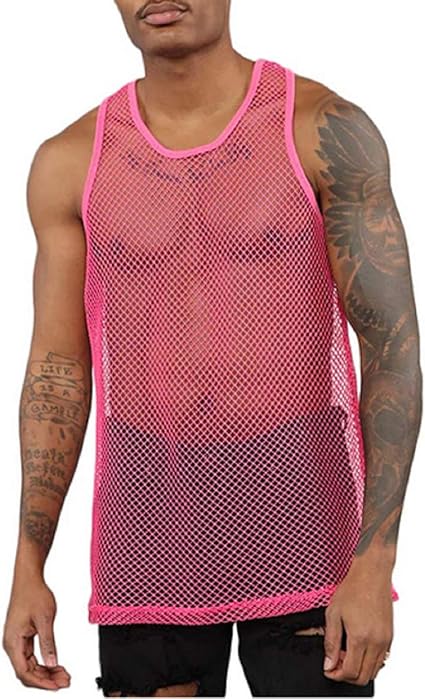 Transparentes Tank Top Herren - Netzshirt Mit Pailletten Für Party & Club