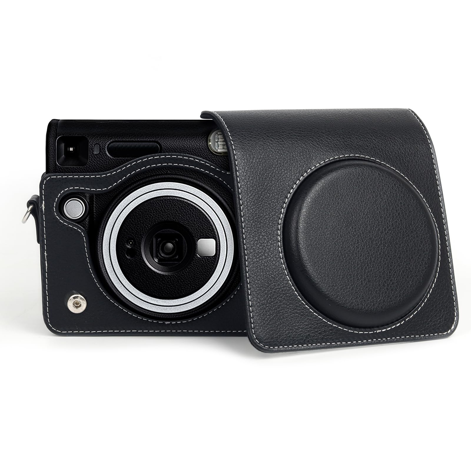 Rieibi PU Leather Case for Fujifilm Instax SQ40 - Polaroid SQ40 Camera Case for Fujifilm Instax Square SQ40 Instant Camera - Vintage Fuji SQ40 Bag Cover with Strap - Black
