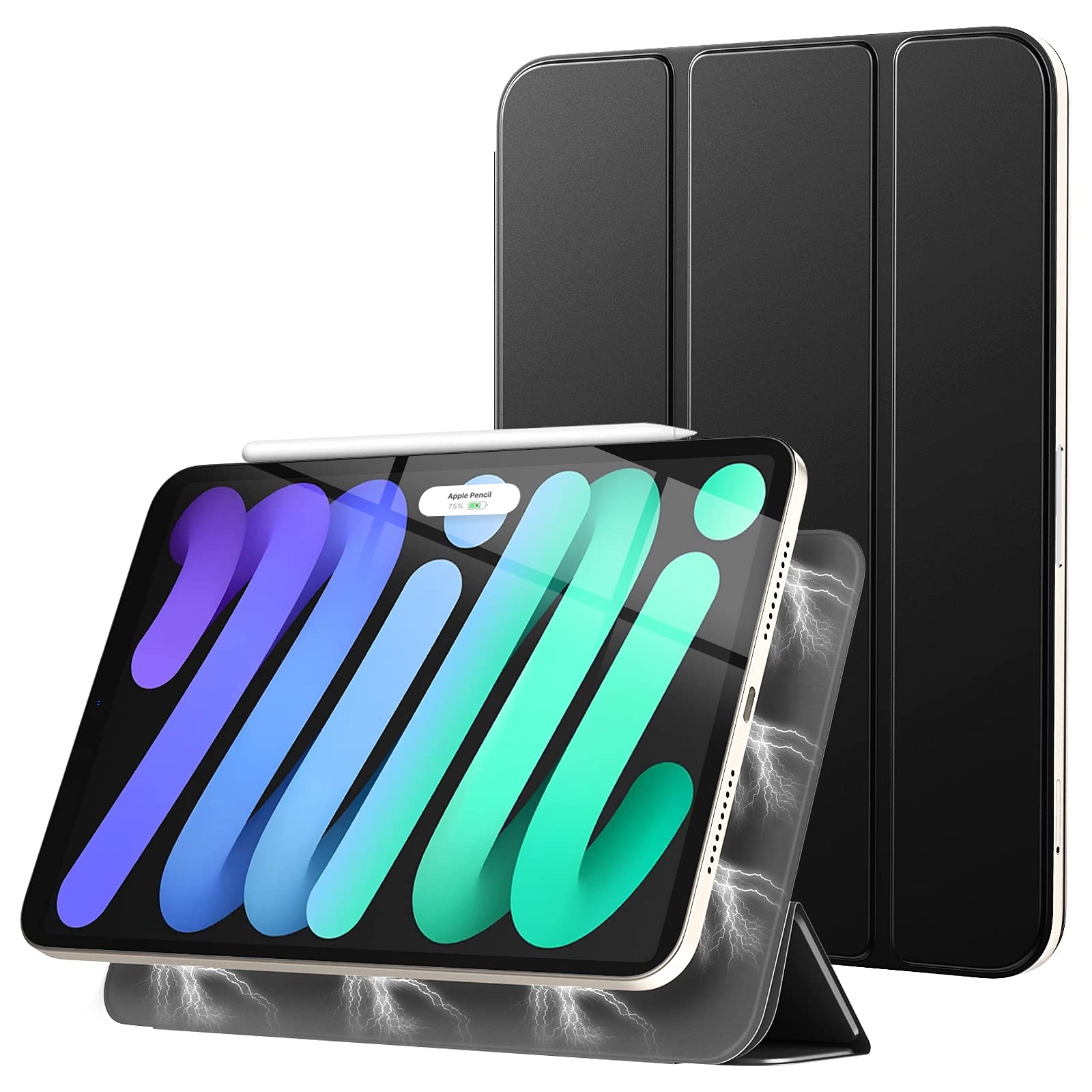 TiMOVO Case for iPad Mini 7 2024 (A17 Pro) / iPad Mini 6 2021, iPad Mini 7th/6th Generation Case 8.3 inch, Strong Magnetic Smart Folio Trifold Stand Cover, Support Apple Pencil Pro - Black