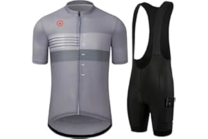 GCRFL Men's Cycling Jersey Sets Road Bike Jersey Riding Shirts Lightweight, Bib Shorts with Pockets Padded