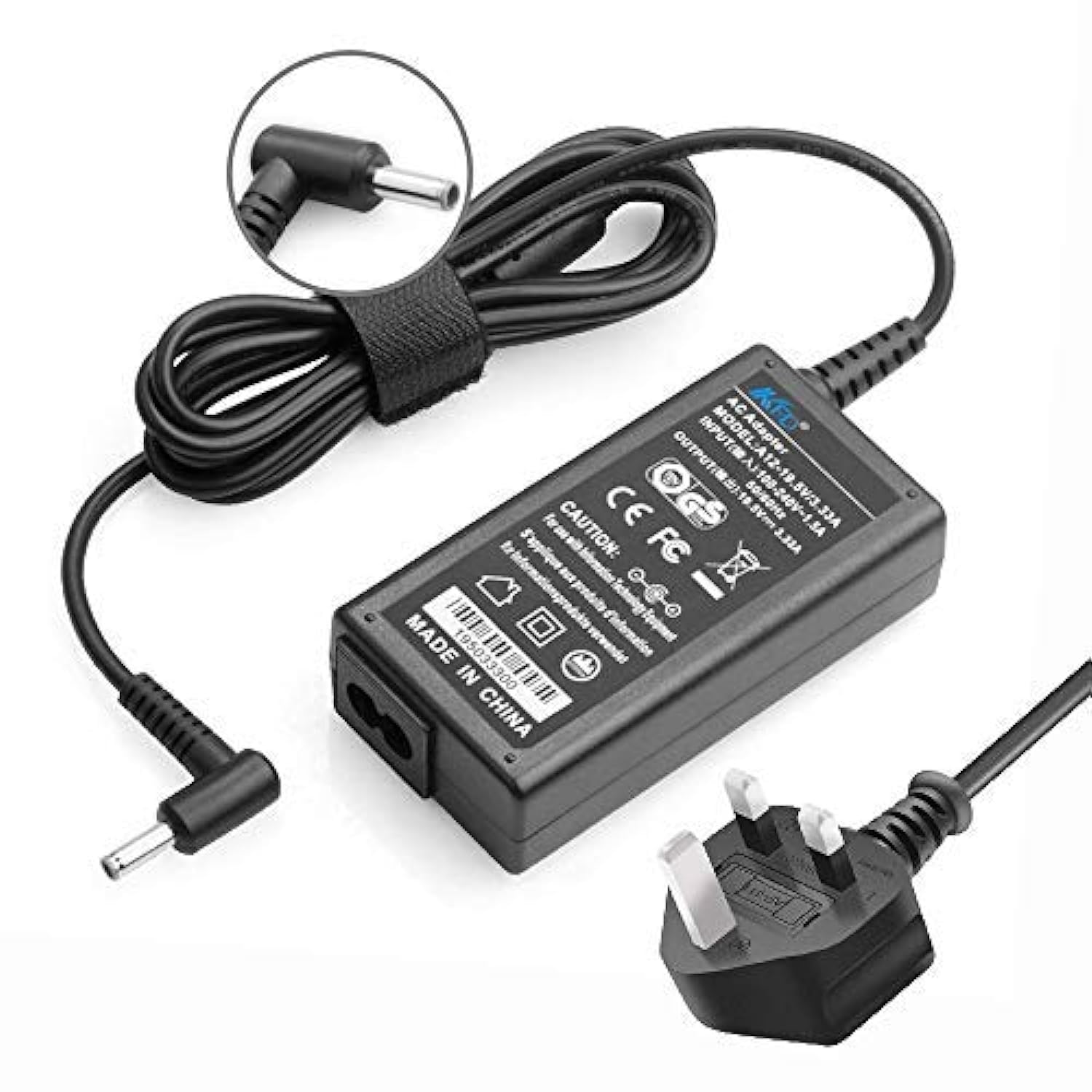 KFD 19.5V 3.33A Laptop Charger for Chromebook 14 G3 11 G5 EE Power Supply HP Envy Pavilion 15 15-G261SA 15-G255SA HP ProBook 430 250 G5 G6 255 G6 G7 350 355 G2 410-G1 450-G3 455-G3 UK Power Cable