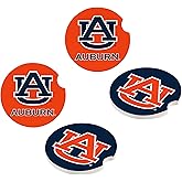 NCAA Auburn University Car Coaster Set, 2pcs Absorbent Ceramic Stone Cup Holder Inserts, Removable Drink Mats for Cars, SUVs, and Trucks, College Auto Accessories